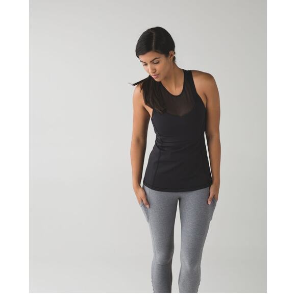 Lululemon Running In The City Black Shelf Bra Tank Top Size 2 - Picture 4 of 9